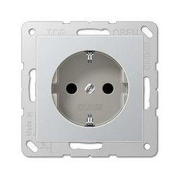 Розетка JUNG ECO PROFI, скрытый монтаж, с заземлением, алюминий