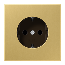 Розетка JUNG LS METAL, скрытый монтаж, с заземлением, со шторками, латунь